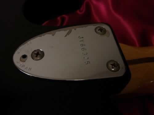 Fender Japan JV-Serie CBS Typ Seriennummer auf Halsplatte